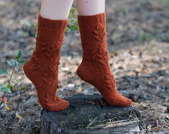 Knit socks pattern Cable knit sock PDF Easy sock pattern Beginner socks pattern Knitter gift Fall Foliage Socks Women knitting sock pattern