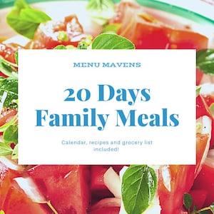 1 Month Family Meal Plan | 20 Dinner Recipes | Printable Grocery List | Easy Meal Prep | Family Cook Book Download | INSTANT DOWNLOAD I