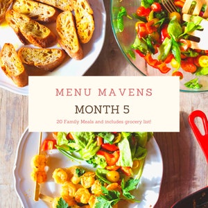 Easy Monthly Meal Planner | 20 Family Dinner Recipes Grocery List | Printable Meal  | Instant Download | Family Cookbook Downloadable