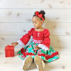 Girls Christmas Dress Toddler Christmas Dress Christmas Outfit Long Sleeve Dress Gingerbread Dress READY TO SHIP image 2