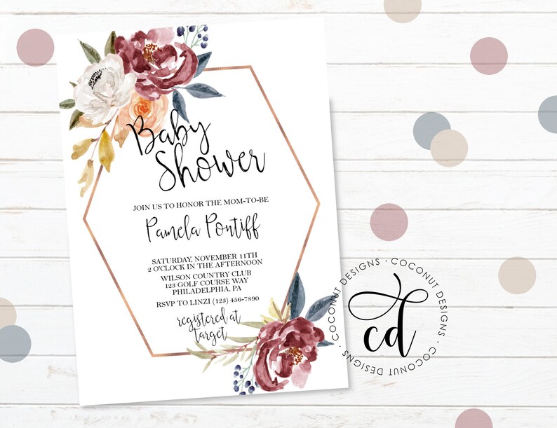 Geometric Baby Shower Invitation Fall Floral Baby Shower Etsy Geometric Baby Shower Invitation Fall Floral Baby Shower Etsy