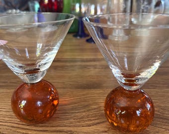 Lot de 2 verres à martini/cocktail vintage E. Cointreau signés