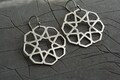Handmade Sterling Silver dangle earrings arabesque star geometric shape jewelry islamic arabic art design .925 artisan jewelry gift for her product logo