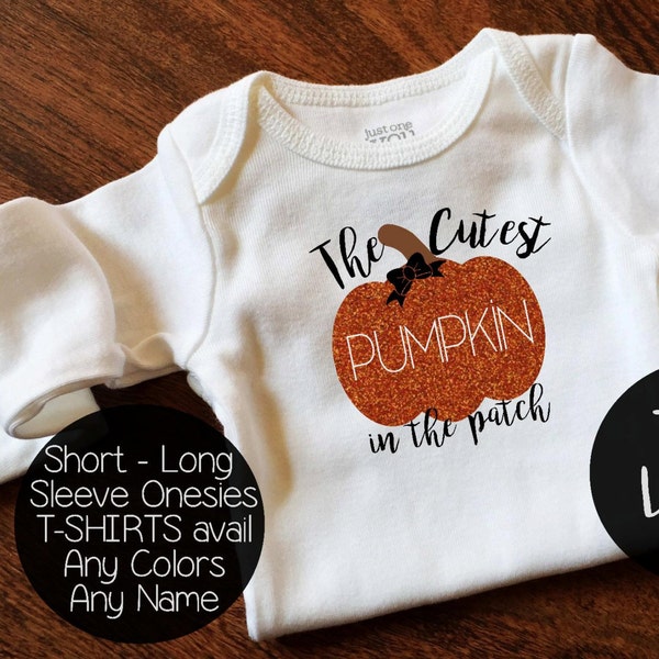 The cutest pumpkin in the patch. pumpkin name shirt. pumpkin. first thanksgiving. fall shirt. fall name bodysuit. pumpkin patch outfit.