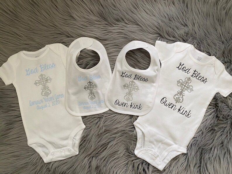 God Bless Baby Bodysuit Bib. Christening Outfit. Baptism Etsy