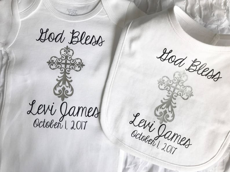 God Bless Baby Bodysuit Bib. Christening Outfit. Baptism Etsy