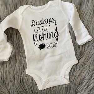 Daddys fishing buddy. future fisher. daddys boy bodysuit. Little Fishing Buddy. Fishing with dad. Grandpa fisher. Fish shirt. image 7