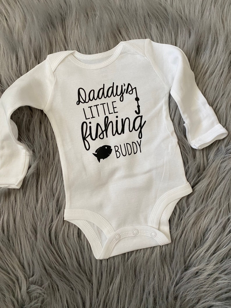 Daddys fishing buddy. future fisher. daddys boy bodysuit. Little Fishing Buddy. Fishing with dad. Grandpa fisher. Fish shirt. image 7