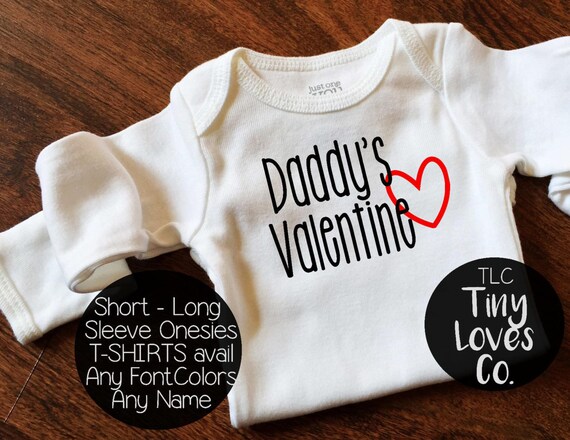 Mommys Valentine. Baby First Valentines Day. Daddys Valentines. Valentines  Day Outfit. Baby Girl. Baby Boy. Baby Name Outfit. 