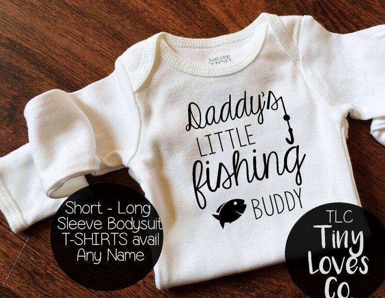 Daddys fishing buddy. future fisher. daddys boy bodysuit. Little Fishing Buddy. Fishing with dad. Grandpa fisher. Fish shirt. image 8