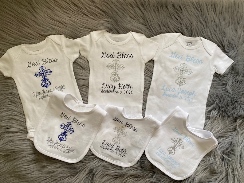 God Bless Baby Bodysuit Bib. Christening Outfit. Baptism Etsy