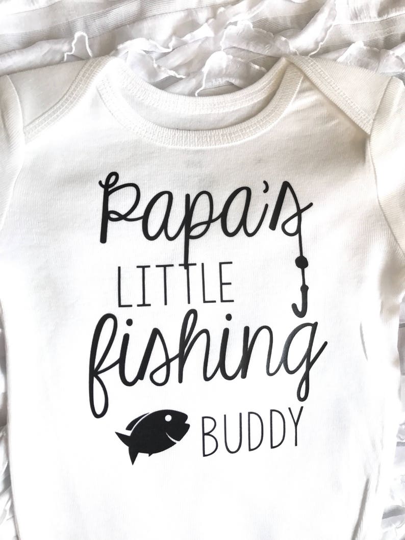 Daddys fishing buddy. future fisher. daddys boy bodysuit. Little Fishing Buddy. Fishing with dad. Grandpa fisher. Fish shirt. image 9