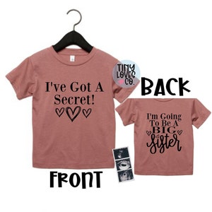I've got a secret I'm going to be a big sister shirt / Big Sister Outfit / Big Sister Shirt / pregnancy announcement / New baby announcement
