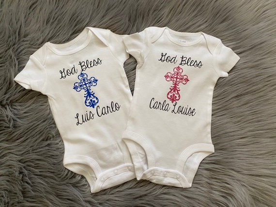 God Bless baby bodysuit. Christening outfit. Baptism outfit. Gods child shirt. miracle baby. ivf baby. rainbow shirt