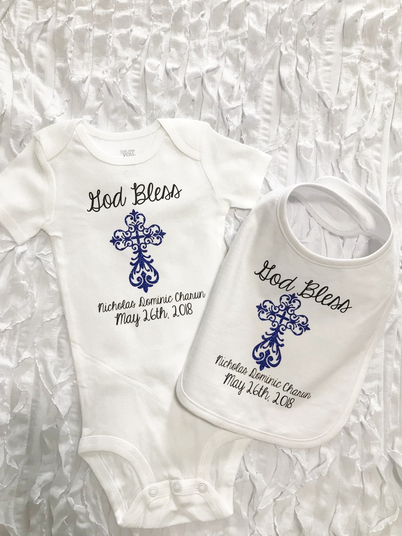 God Bless Baby Bodysuit Bib. Christening Outfit. Baptism Etsy