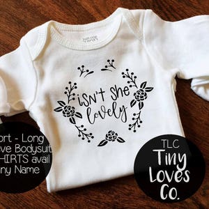 Isn't she Lovely bodysuit, black and white baby girl, shower gift, Newborn Baby coming home outfit,  personalized baby, Girl baby gift.