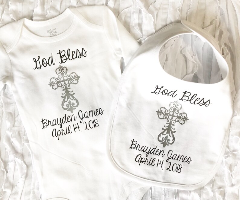 God Bless Baby Bodysuit Bib. Christening Outfit. Baptism Etsy