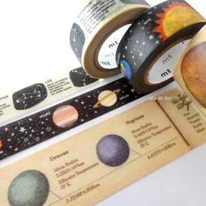 Space washi tape set, Kids gift wrapping tape image 1