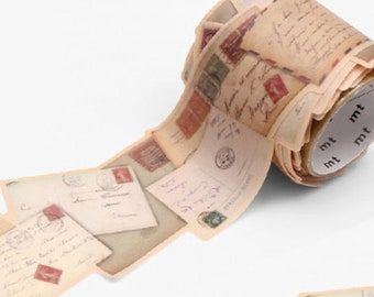 Vintage letter die cut wide washi tape