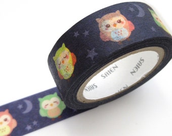 Owl washi tape, Kawaii stationery, Japanese stationery