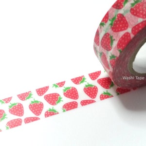 Strawberry washi tape, Japanese stationery, Spring decoration