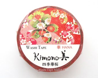 Cherry blossom washi tape, Japanese Kimono washi tape, Kimono pattern decoration