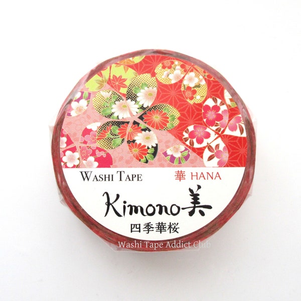 Washi tape fleurs de cerisier, ruban adhésif kimono japonais, décoration motif kimono