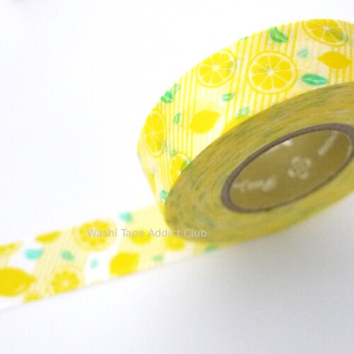 Lemon washi tape, Japanese stationery, Fruits decoration, Lemonade tape
