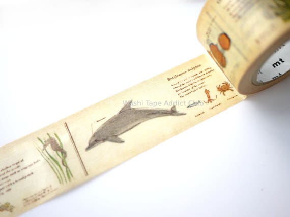 Sea Animal wide washi tape, Japanese Stationery