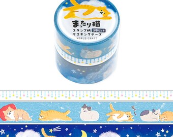 Relaxing cat washi tapes set of 3