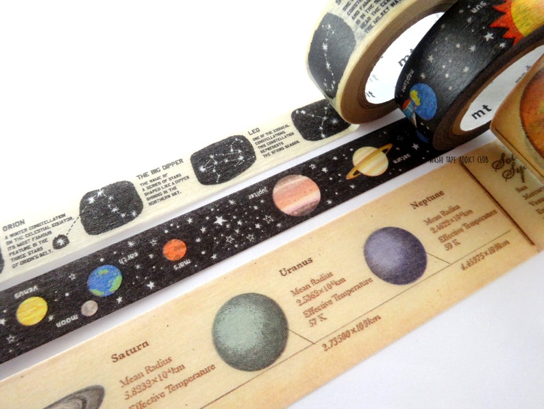 Space washi tape set, Kids gift wrapping tape image 3