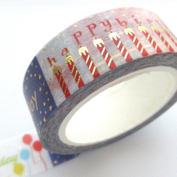 Happy birthday washi tape, Birthday decoration, Handmade cards, Gift wrapping tape, Masking tape, Bullet journal