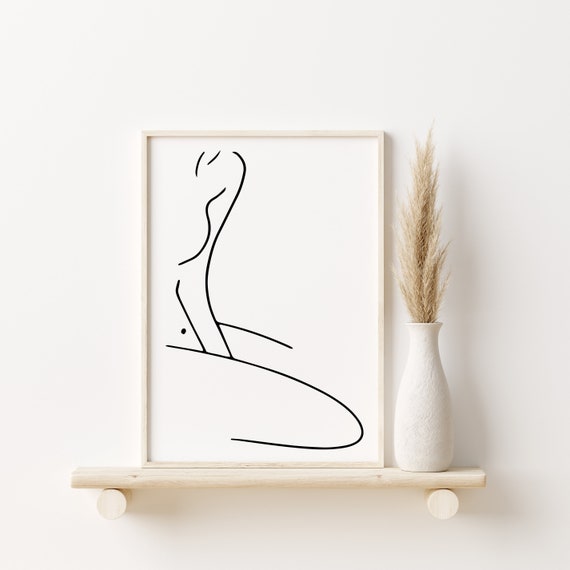 Minimal Wall Art Print Fashion Feminine Line Drawing Print Feminist Print Female Body Line Art Print Continuous line art Poster