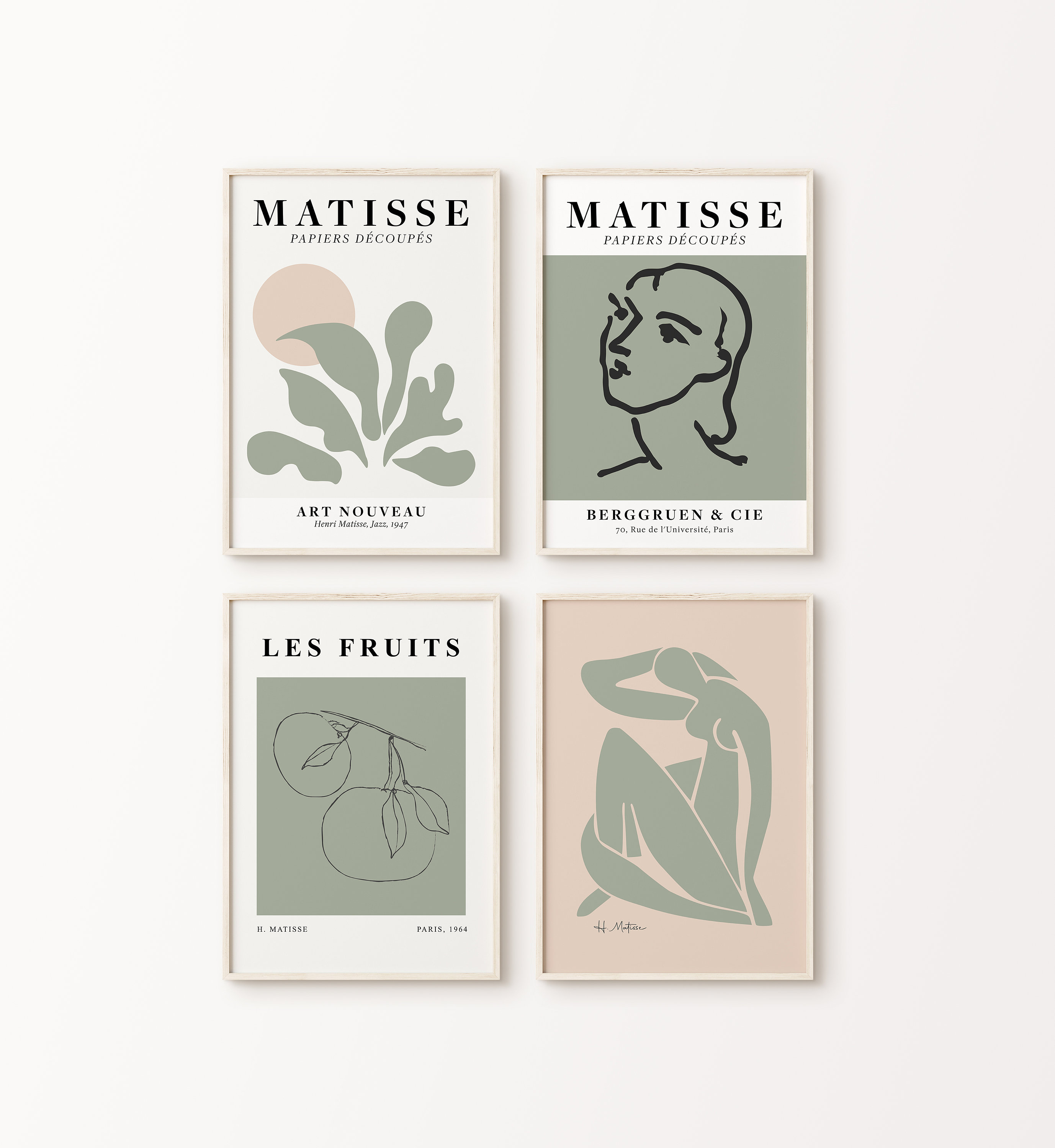 Matisse Print Set of 4 Prints Sage Green Matisse Print Set - Etsy