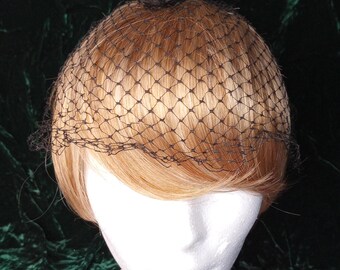 Vintage 1950's Veil Net Hat Black Bird Details Glamour Birdcage Dainty Pin-up Formal Brunch Church