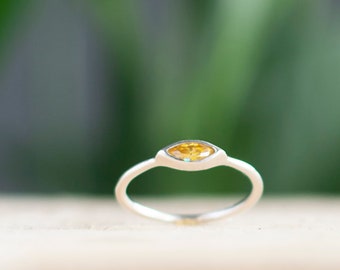 Citrine color ring, thin sterling silver band ring, november birthstone