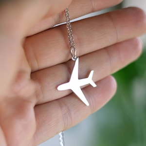 Airplane Necklace, Travel Necklace, Pilot gifts, Aviation gifts, Gifts for men, Silver necklace, Airplane