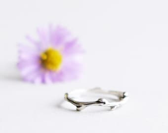 Anello albero argento, Anello natura, Anello ramo, Anello ramoscello, Anello minimalista, Anello foglia, Anello semplice, Anello contemporaneo