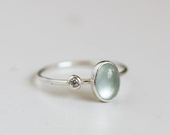 Sterling silver ring with aquamarine, Silver ring blue stone, Silver topaz ring, Natural aquamarine topaz ring