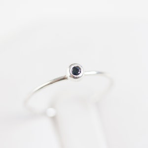 Silver ring with sapphire, Skinny sapphire ring , Sapphire ring, Dark sapphire