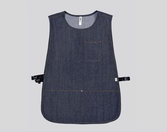 Personalized Denim Cobbler Apron with Pockets, Adjustable Unisex Workwear for Baristas, Chefs and Artists