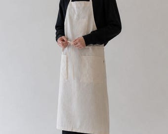 Personalized Cotton Barista Apron with Pockets, Adjustable Unisex Cafe Workwear in Black or Cream | ARC1