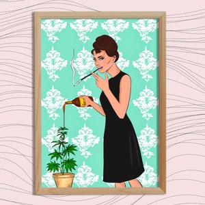 AUDREY HEPBURN ART Print Funny Wall Art For Her Stoner Gift