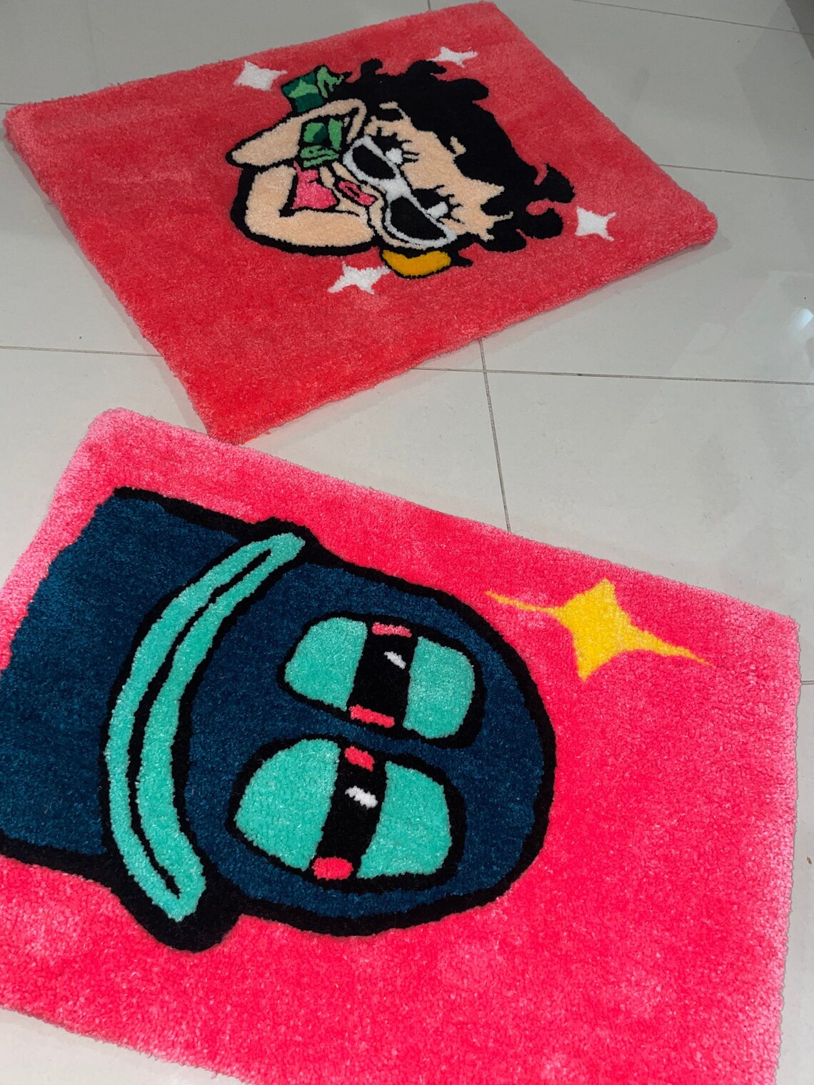 Handmade Betty Boop Rug: Pink Acrylic Yarn Art (16x23”) - Etsy