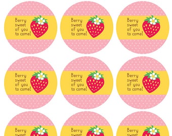 Strawberry Birthday Party and Baby Shower Printable favor Tag - Perfect for 1st birthday Party - Thank you tag