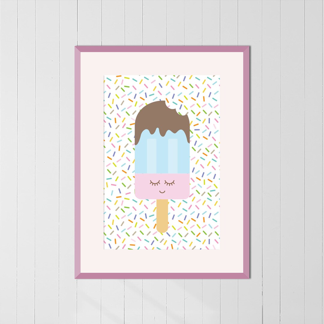 Sprinkles Popsicle Ice Ceam Poster Digital Art Easy Baby Shower Gift