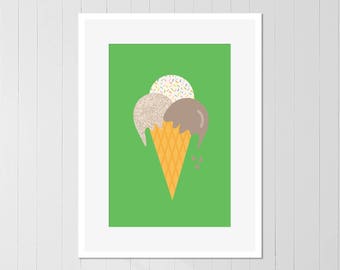 Ice Cream Wall Poster Digital Download great for birthday party decor or kids room