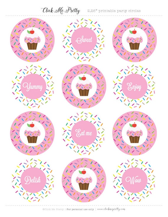 Cupcake and Sprinkles Party Toppers by Click Me Pretty Catch My Party