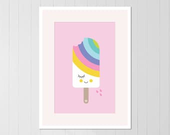 Popsicle Party Rainbow Art Poster Digital Download great for birthday party decor or kids room