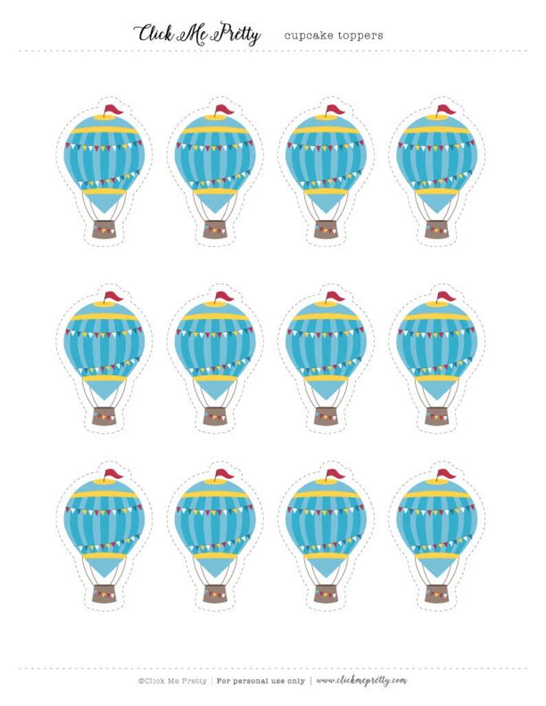 Hot Air Balloon Cupcake Toppers - Etsy